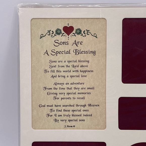 Vintage Sons Are A Special Blessing Poem Photo Mat 11x14 Holds 8 Pictures NEW - Picture 2 of 7